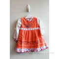 Hot Sale Winter Lovely Baby Long Sleeve Dress Orange Girls One Piece O-neck Dress A25-30240